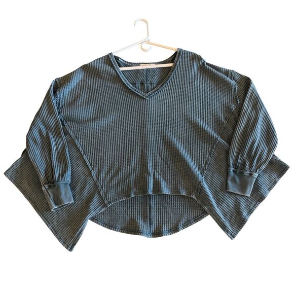 Free People We The Free Coraline Blue Thermal Oversized Pullover Size M Boho - Picture 1 of 9